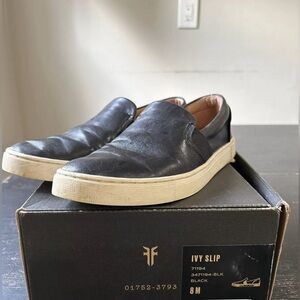 Frye Ivy Black Leather Sneaker, size 8